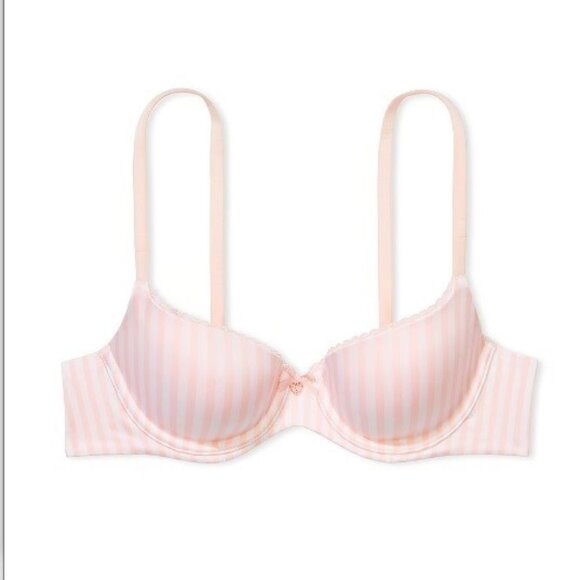 38DDD VICTORIA SECRET Body by Victoria Lined Demi Bra Pink White Stripe Smooth - Picture 3 of 9